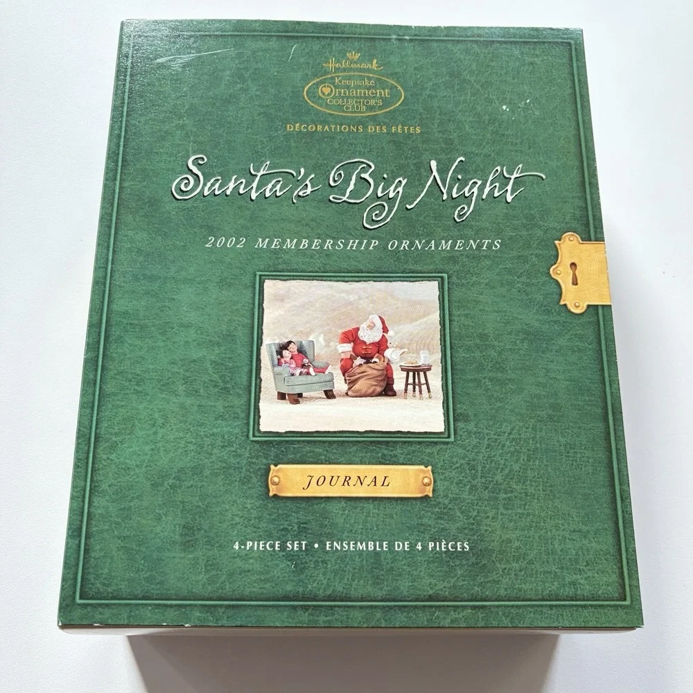 Hallmark 2002 Collector's Club Ornament Santa's Big Night Journal 4 Piece Set‎